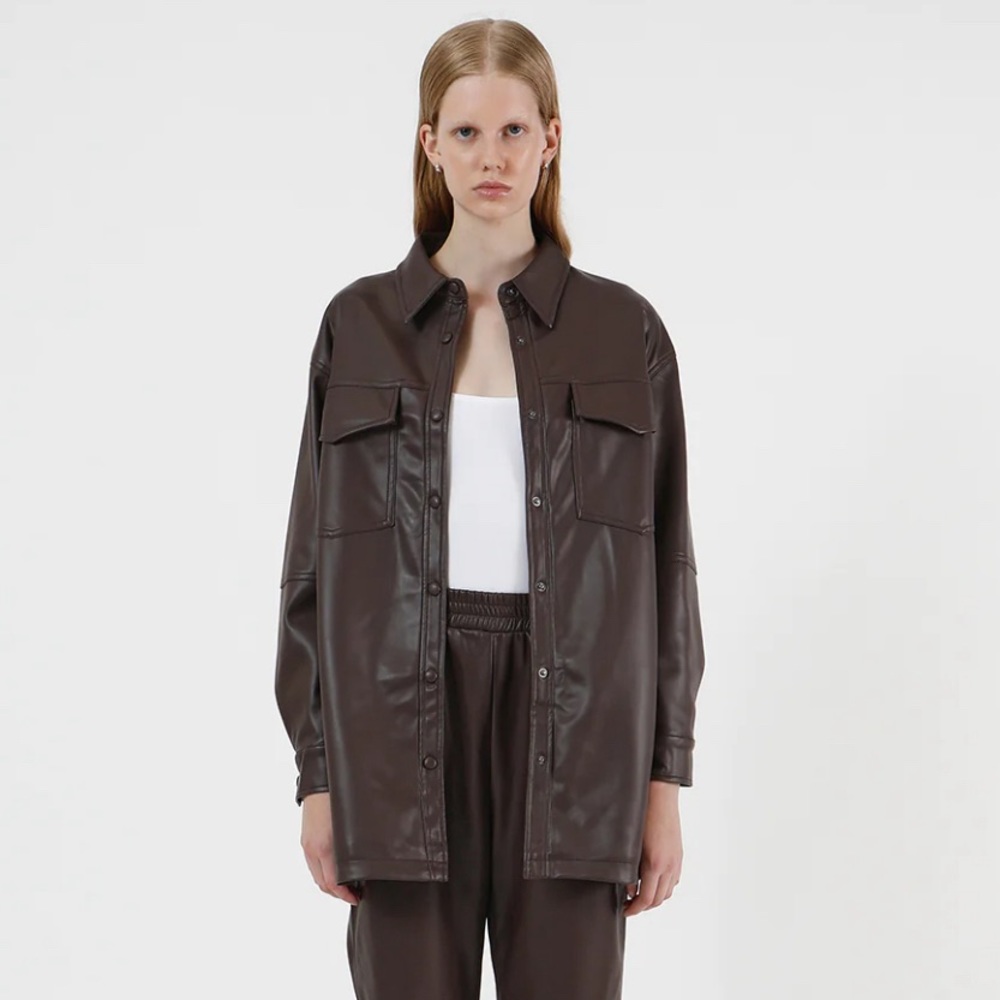 NEW Apparis Brown RILEY Faux Leather SHIRT JACKET